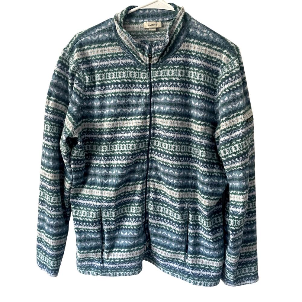 L.L.Bean Shades of Blue / Green Fleece Jacket Sz XL